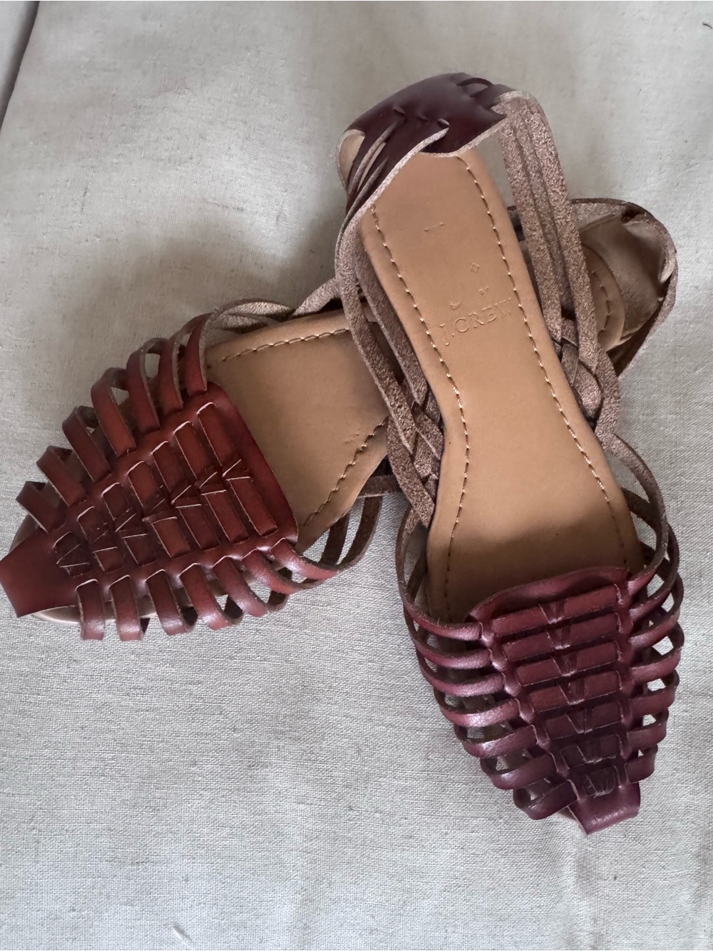 J. Crew Burgundy Woven Leather Flats